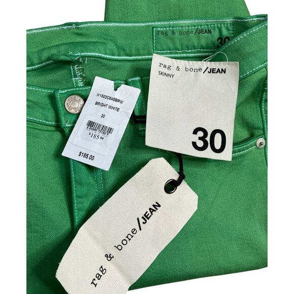 Rag & Bone Bright Green Custom Dye Skinny Jeans Size 30 Bright White Skinny NEW - Picture 11 of 13